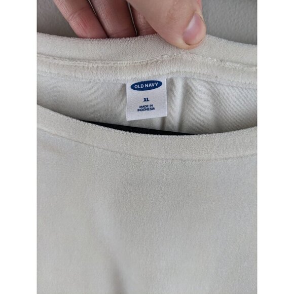 Old Navy Womens Ivory Long-Sleeve Pullover Top XL Relaxed Fit Polyester Blend - Picture 3 of 6